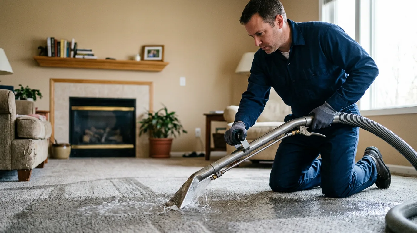 Water damage restoration technician working near Comerio, PR